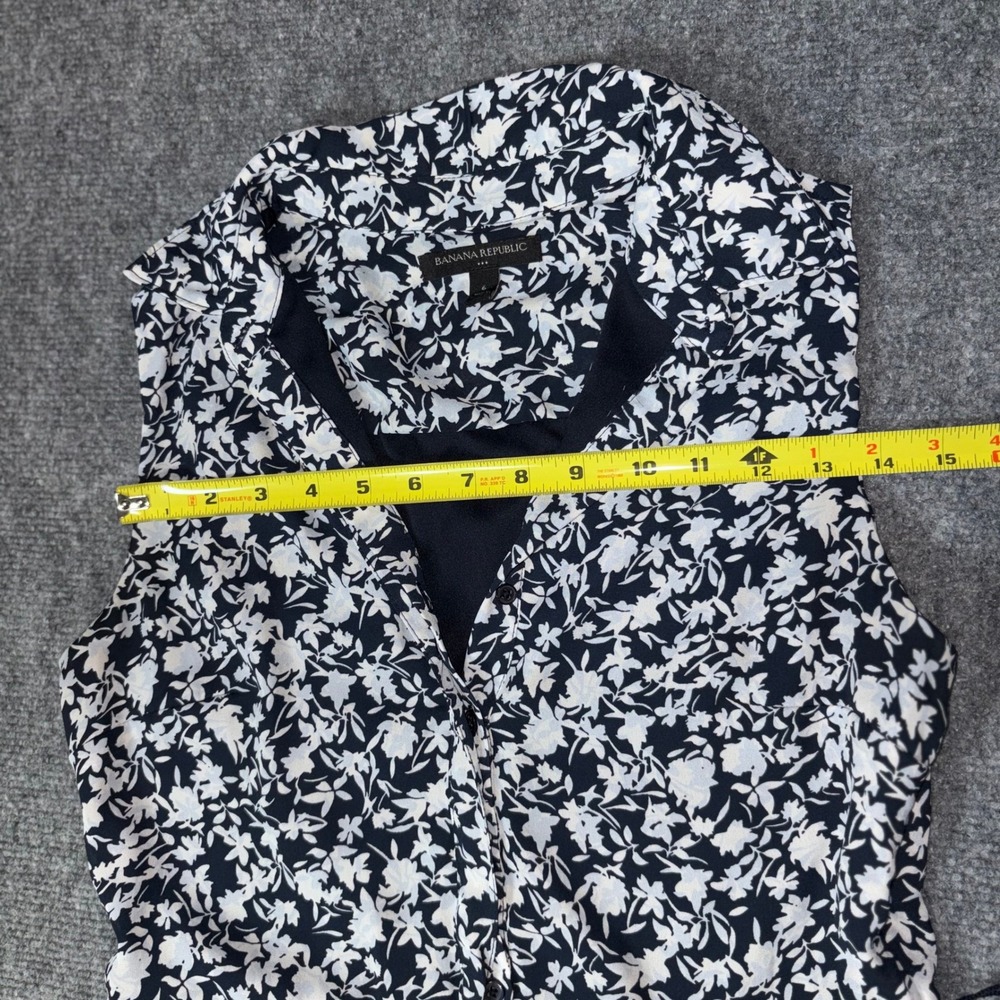 Banana Republic Navy Blue White Floral Sleeveless Fit and Flare Dress Size 6 - Picture 9 of 16